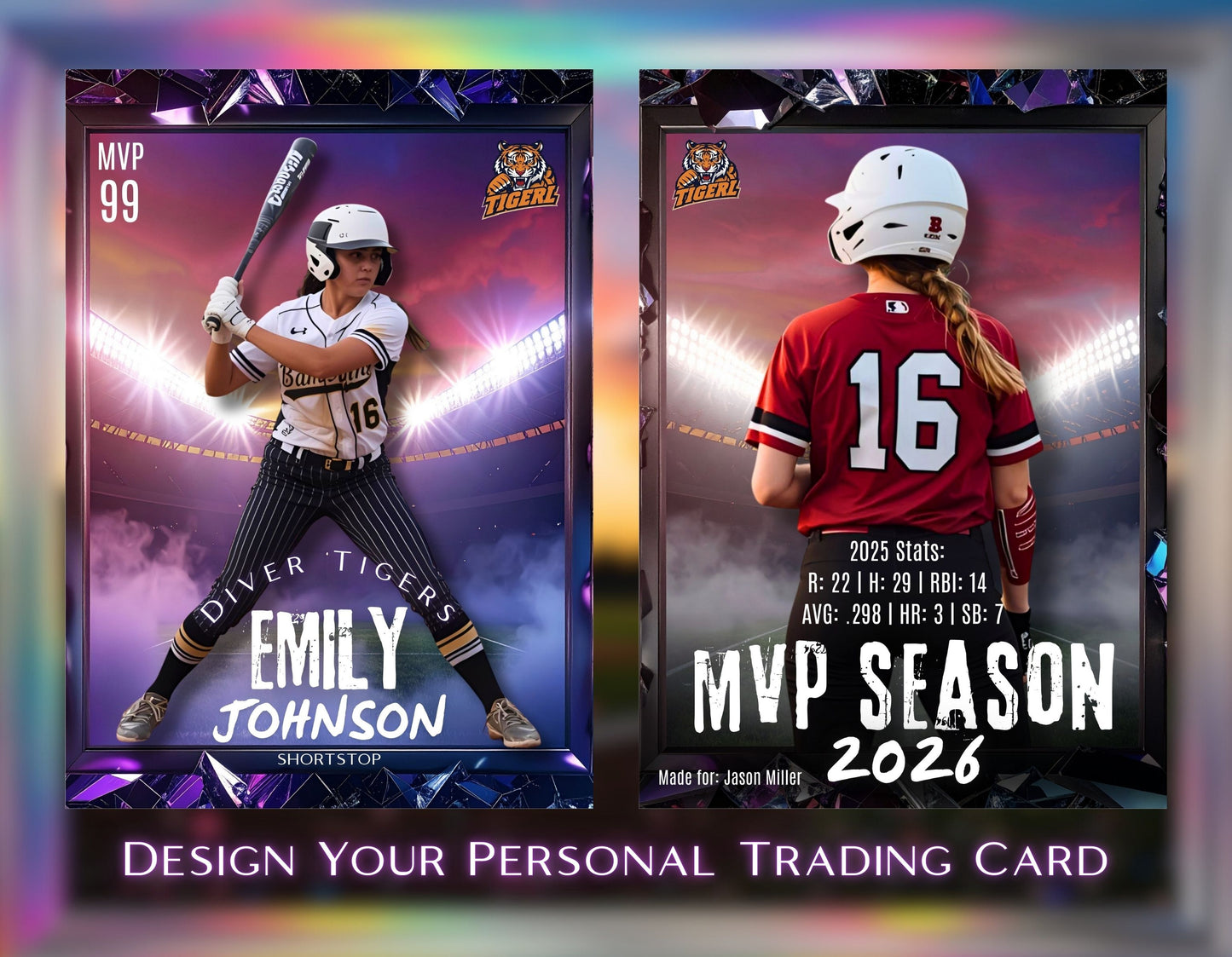 Editable Baseball Trading Card Template – Custom Player Card, Canva Template, Personalized Sports Poster
