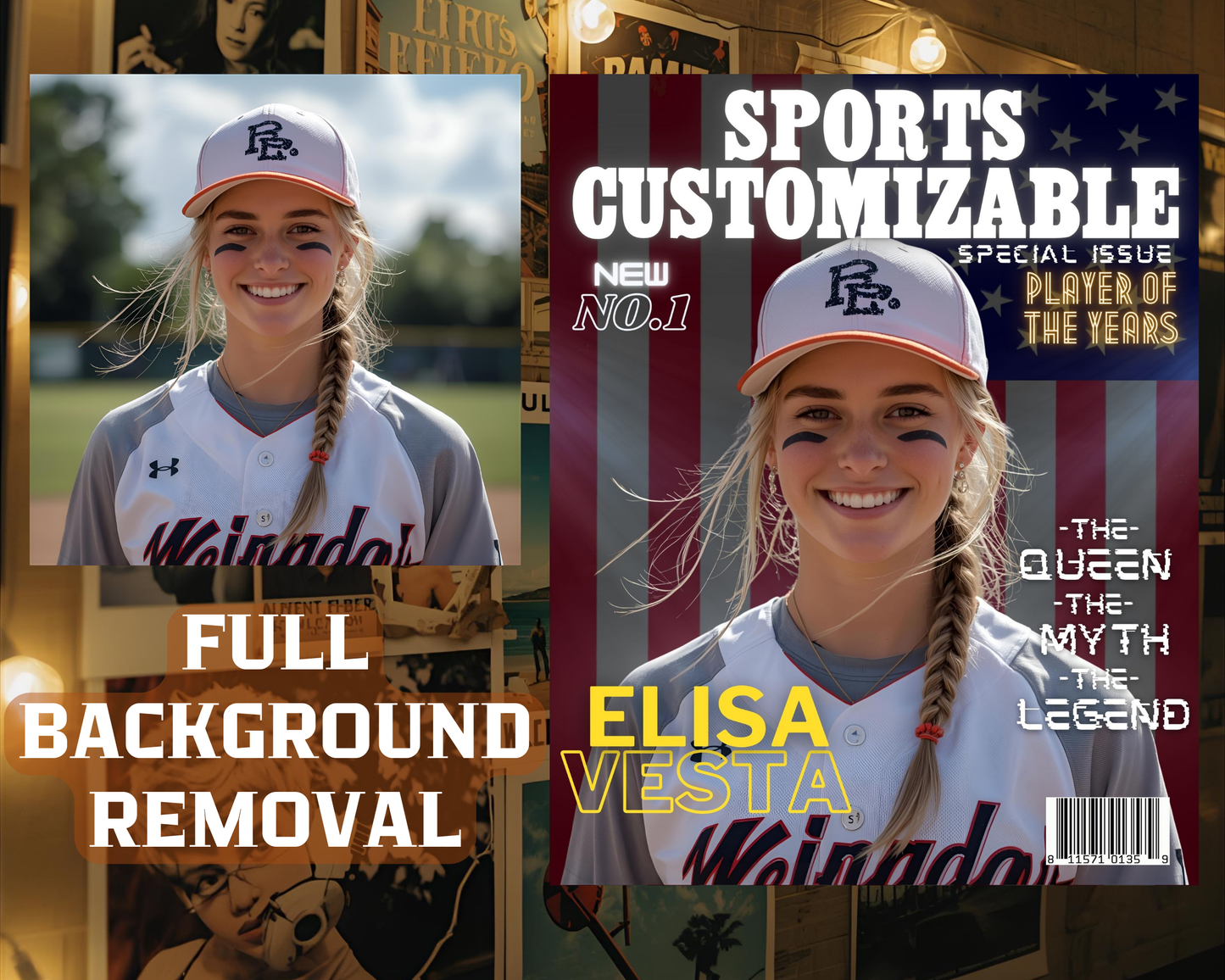 Personalized Sports Magazine Cover Poster – Player of the Year, Perfect Personalized Digital Gift,PRINTABLE