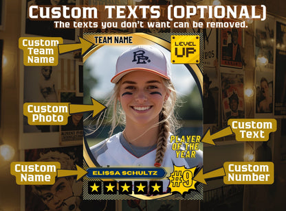 Custom Sports Trading Card — Personalized Athlete Trading Card | Printable for Football, Basketball, Baseball, Softball & All Sports