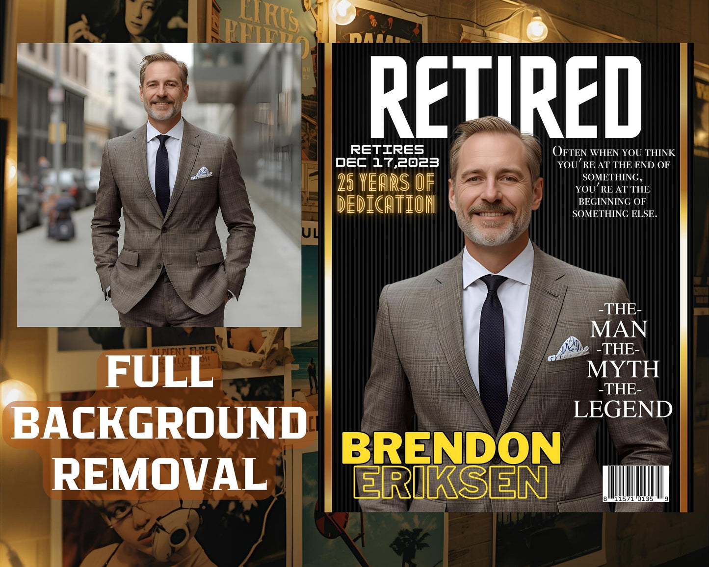 Personalized Retirement Magazine Cover — Custom Digital Poster, Funny & Unique Retirement Gift