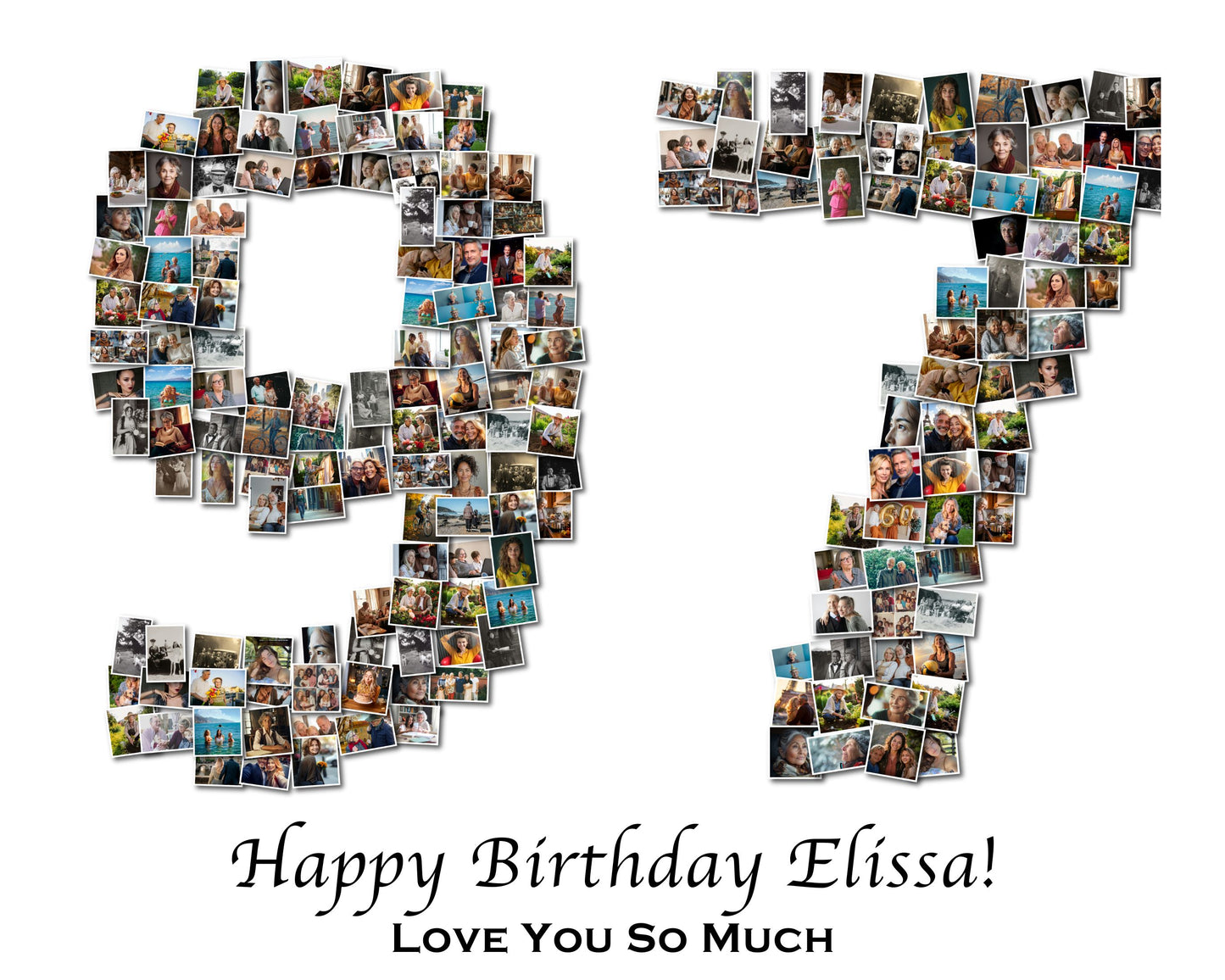 Custom 97th Birthday Gift - Number Photo Collage