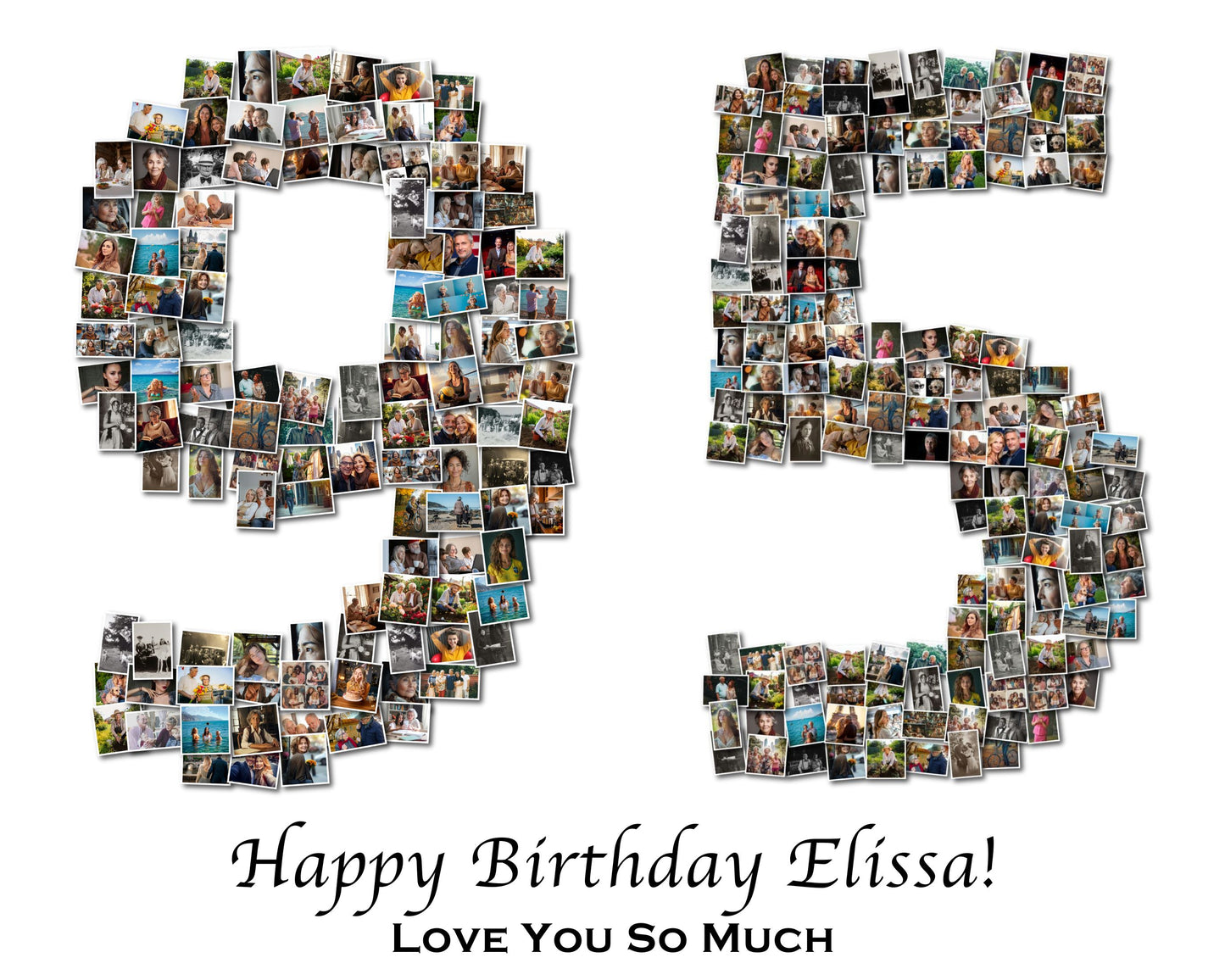 Custom 95th Birthday Gift - Number Photo Collage