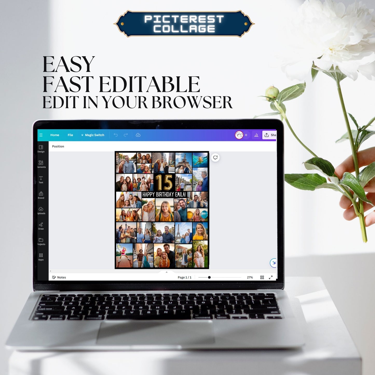 Editable 15th Birthday Photo Collage - Canva Template
