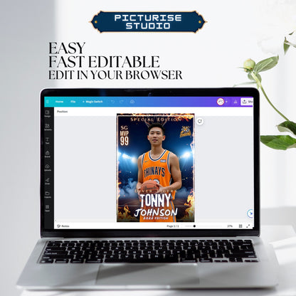 Editable Baseball Trading Card Template – Custom Player Card, Canva Template, Personalized Sports Poster