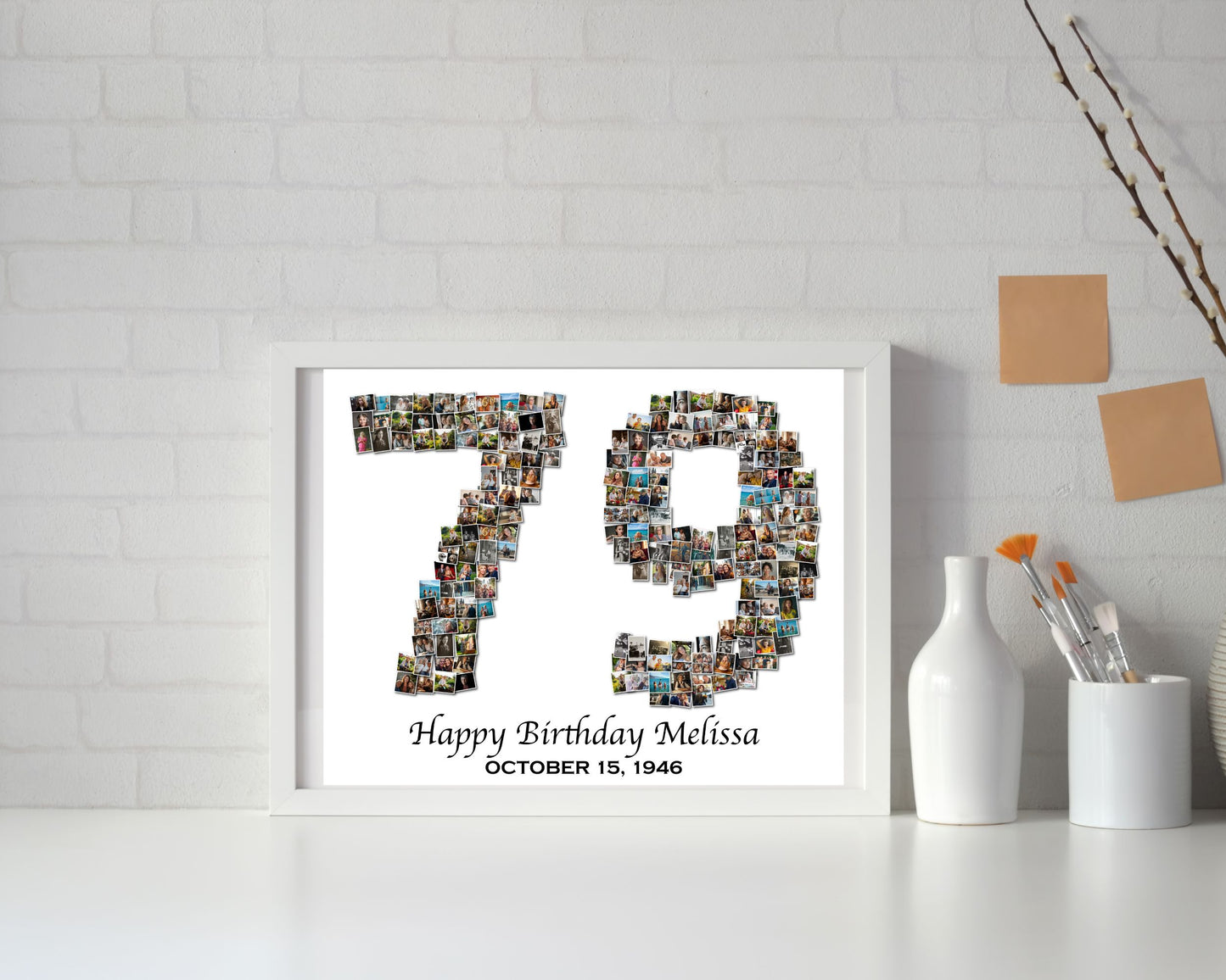 Custom 79th Birthday Gift - Number Photo Collage