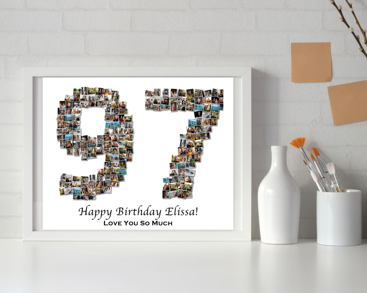 Custom 97th Birthday Gift - Number Photo Collage