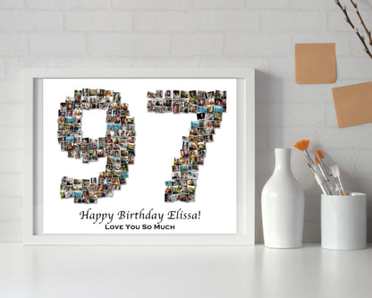 Custom 97th Birthday Gift - Number Photo Collage