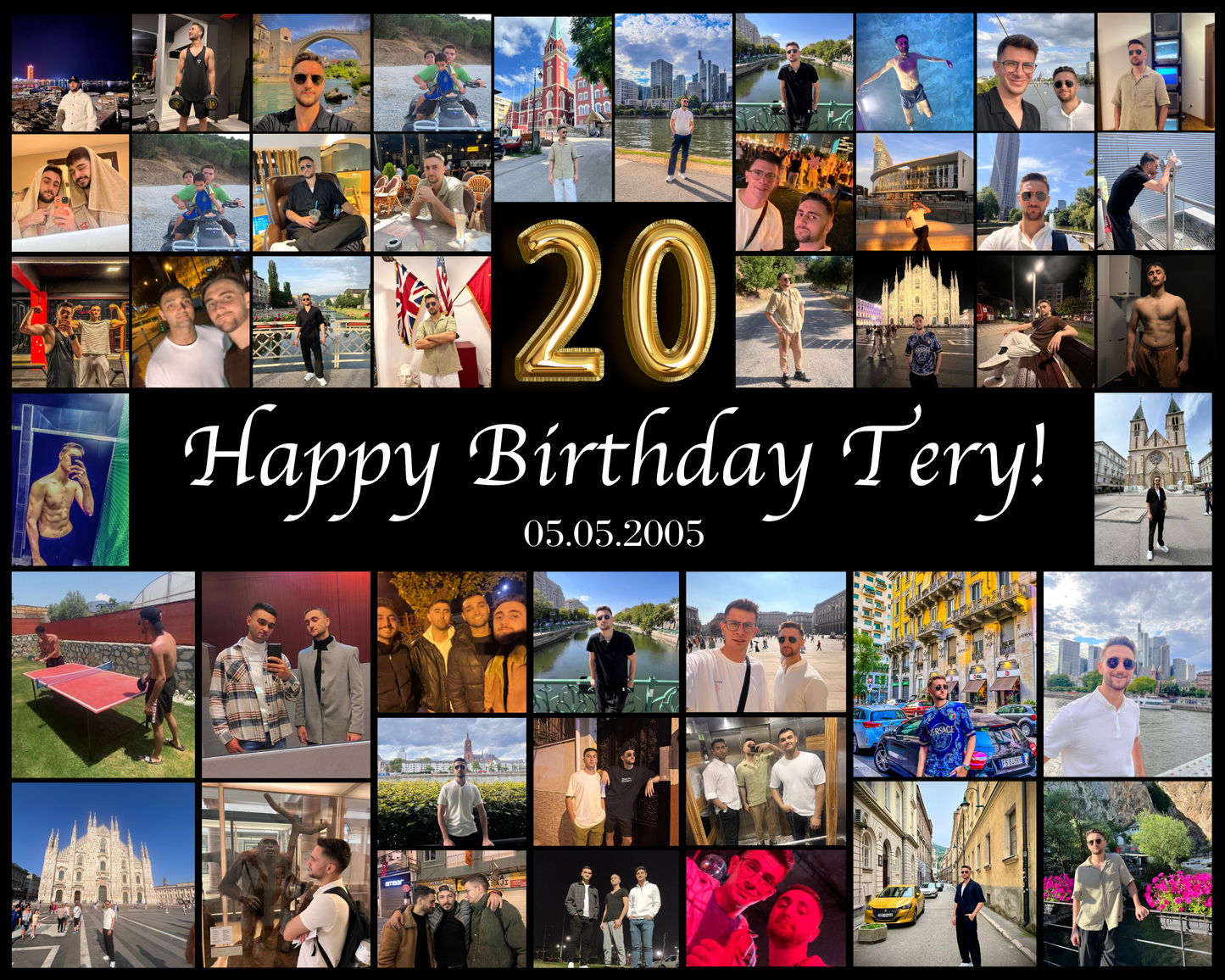 Editable 20th Birthday Photo Collage Canva Template PC0161