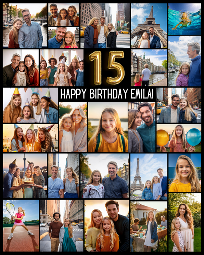 Editable 15th Birthday Photo Collage - Canva Template