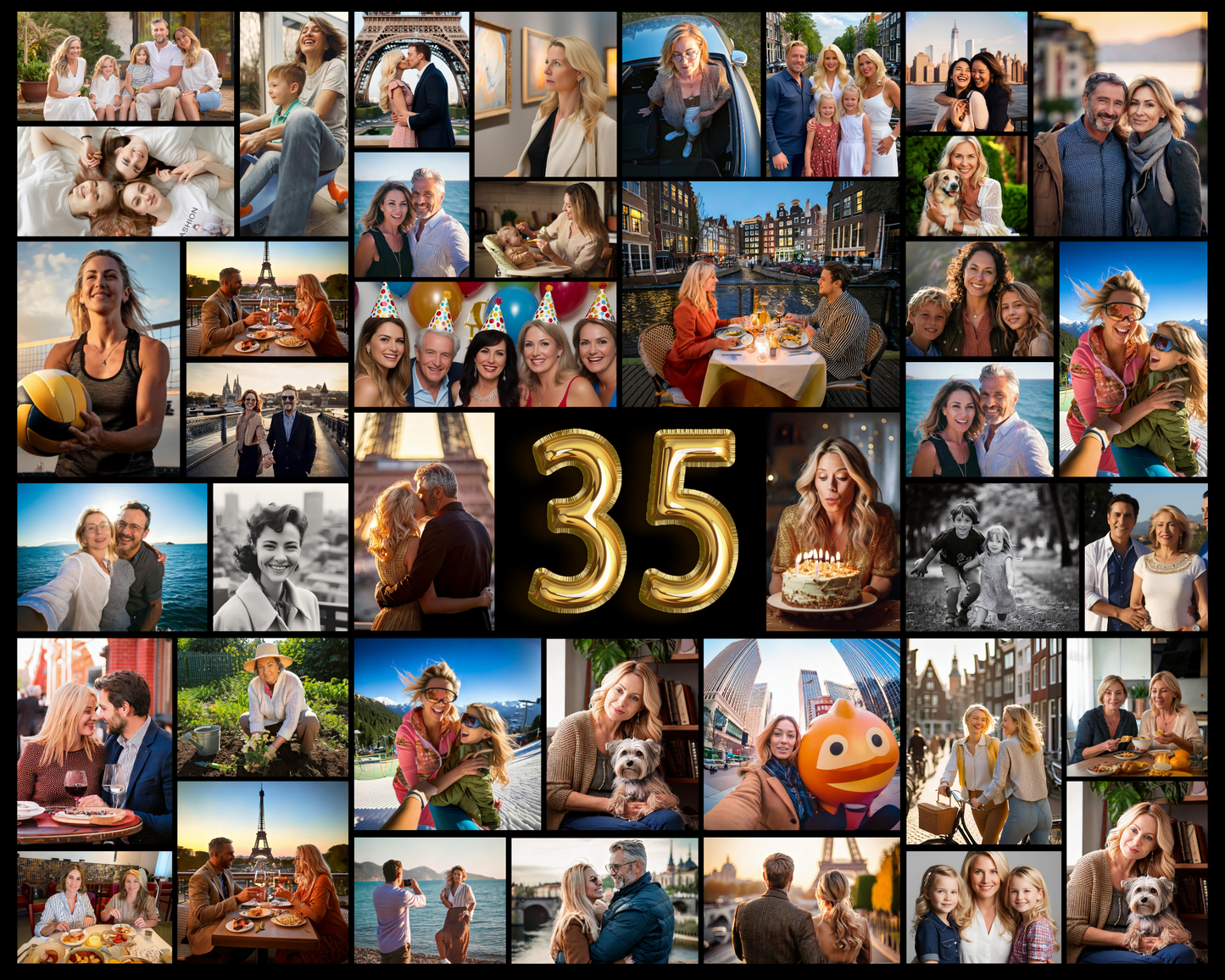 Editable 35th Birthday Photo Collage Canva Template PC0183