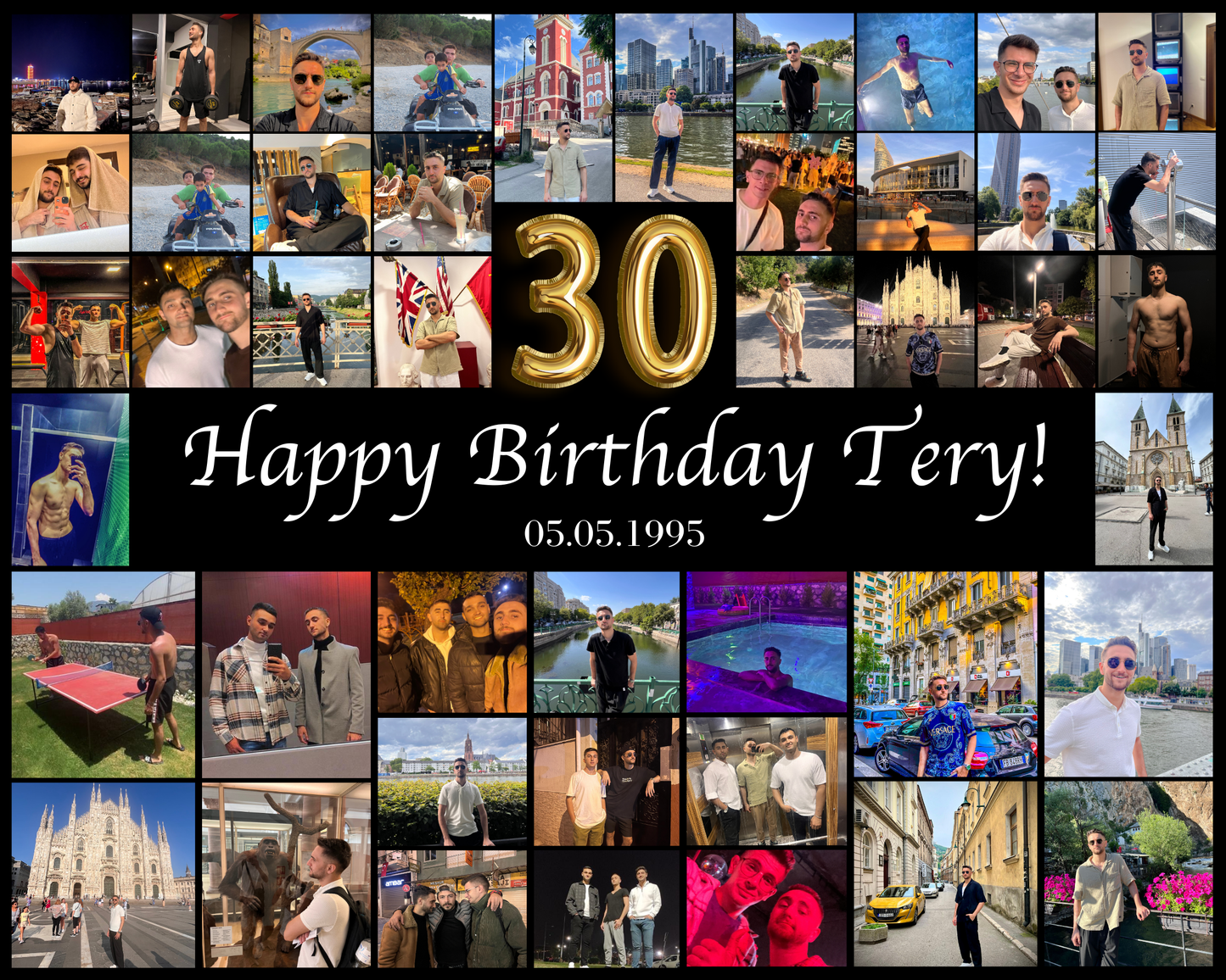 Editable 30th Birthday Photo Collage Canva Template PC0192