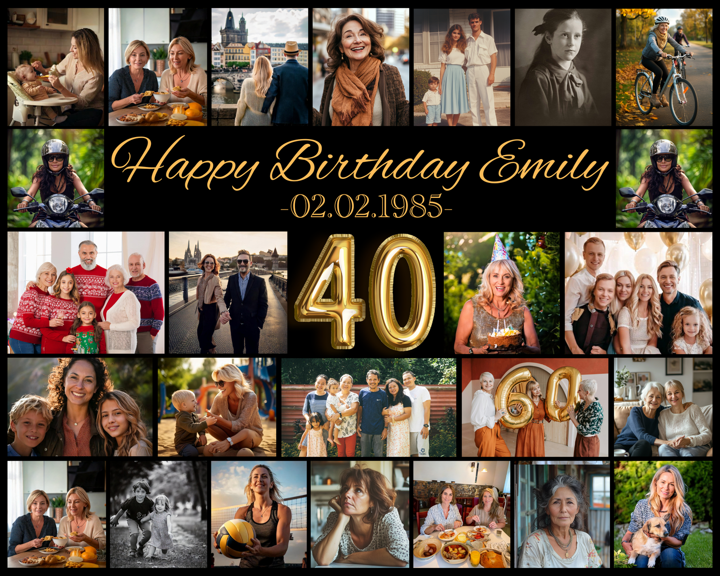Editable 40th Birthday Photo Collage Canva Template