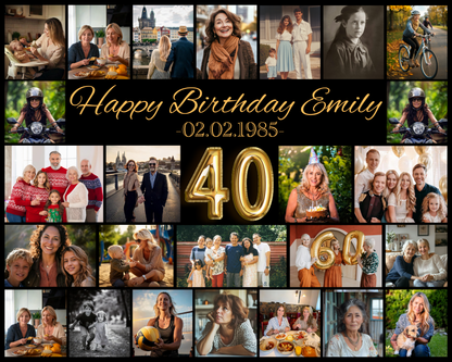 Editable 40th Birthday Photo Collage Canva Template