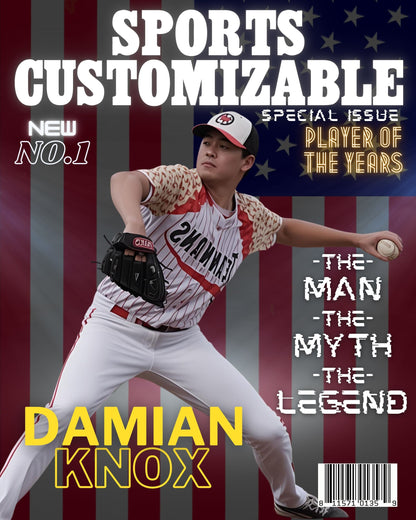 Personalized Sports Magazine Cover Poster – Player of the Year, Perfect Personalized Digital Gift,PRINTABLE