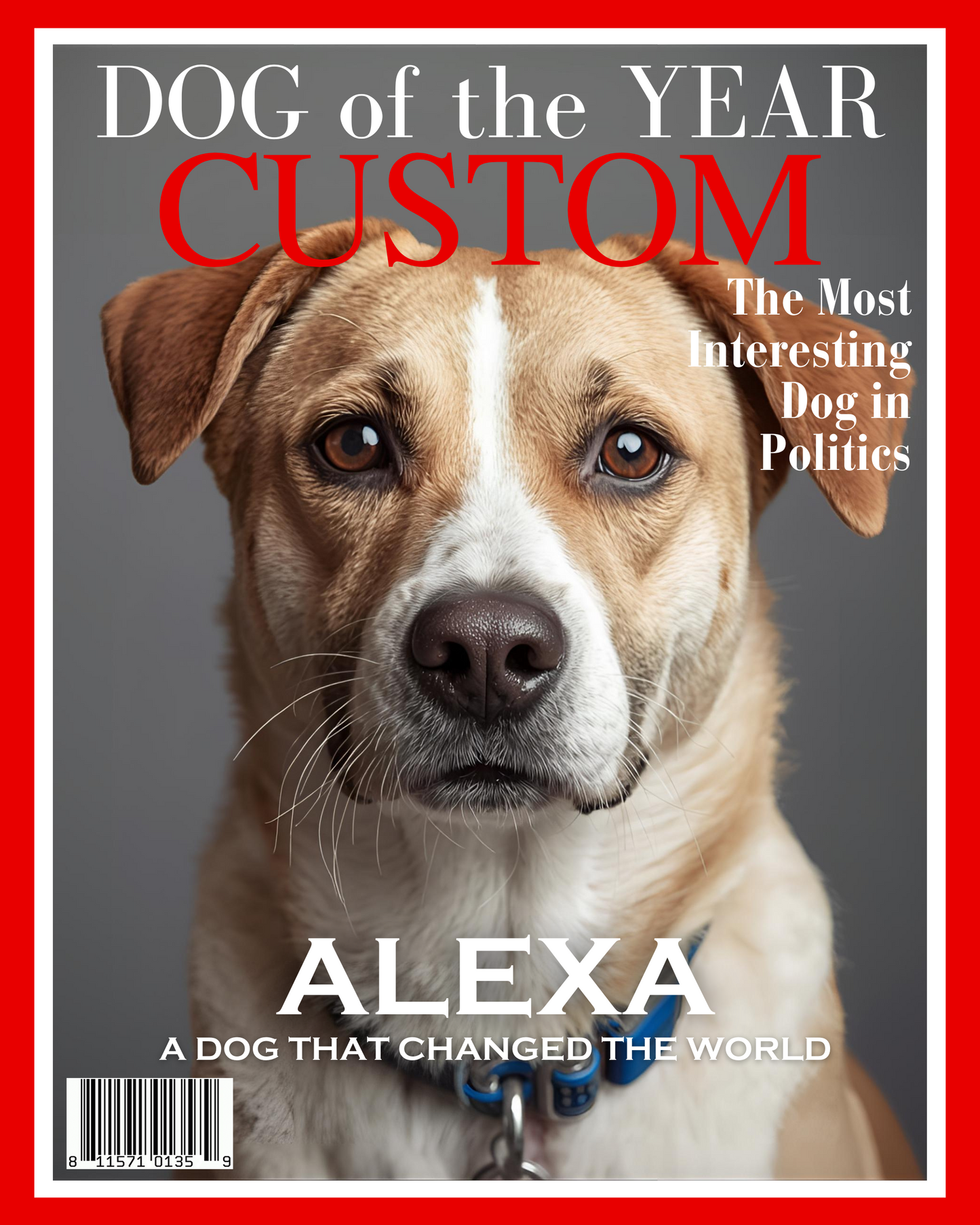 Custom Dog Magazine Cover, Personalized Dog of the Year, Pet Portrait Printable, Funny Pet Gift