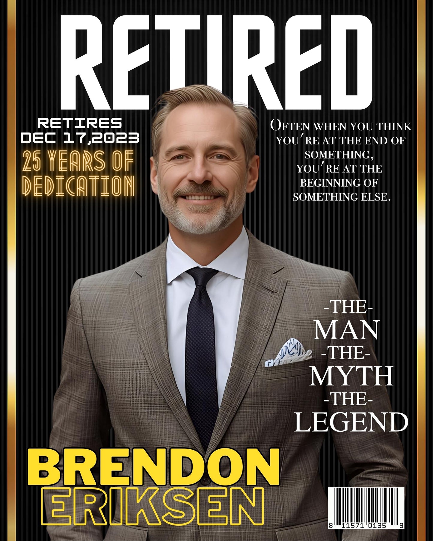 Personalized Retirement Magazine Cover — Custom Digital Poster, Funny & Unique Retirement Gift