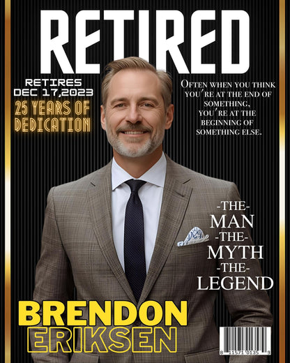 Personalized Retirement Magazine Cover — Custom Digital Poster, Funny & Unique Retirement Gift