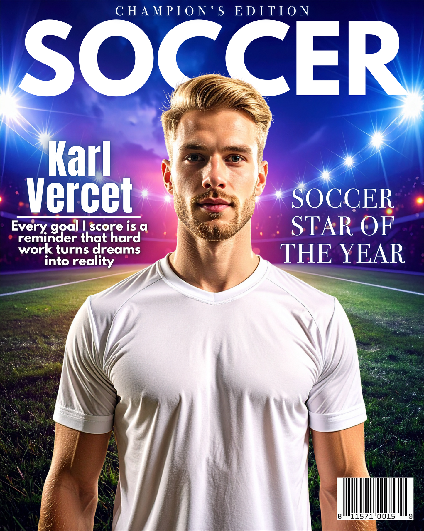 Personalized Soccer Magazine Cover | Custom Sports Poster with Photo & Name | Gift for Athletes, Fans | Soccer Player Gift, Printable