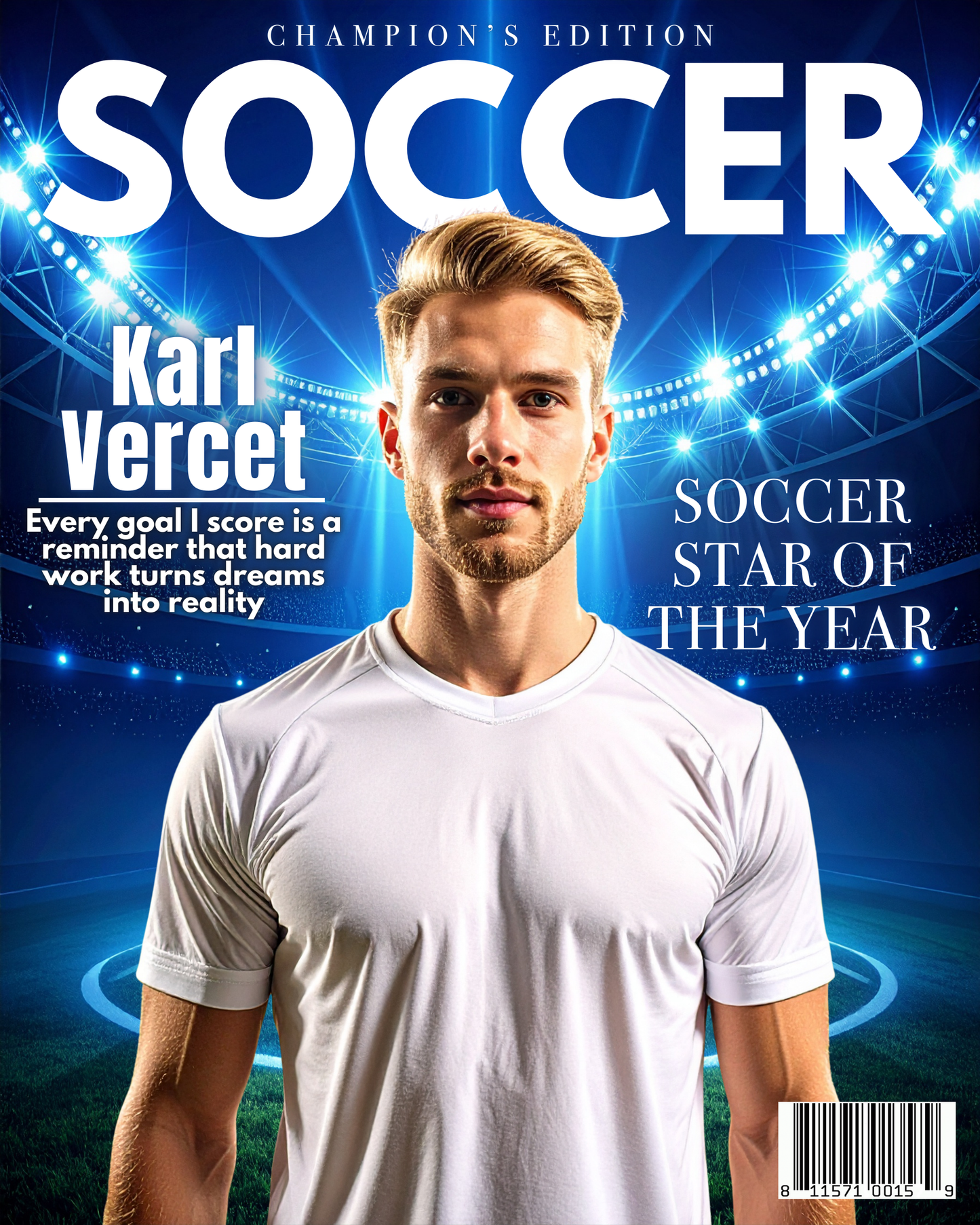 Personalized Soccer Magazine Cover | Custom Sports Poster with Photo & Name | Gift for Athletes, Fans | Soccer Player Gift, Printable