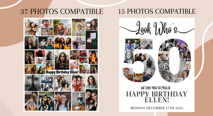 SET 50th Birthday Photo Montage Board - 50th Party Sign PC0311