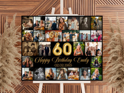 Editable 60th Birthday Photo Collage - Canva Template