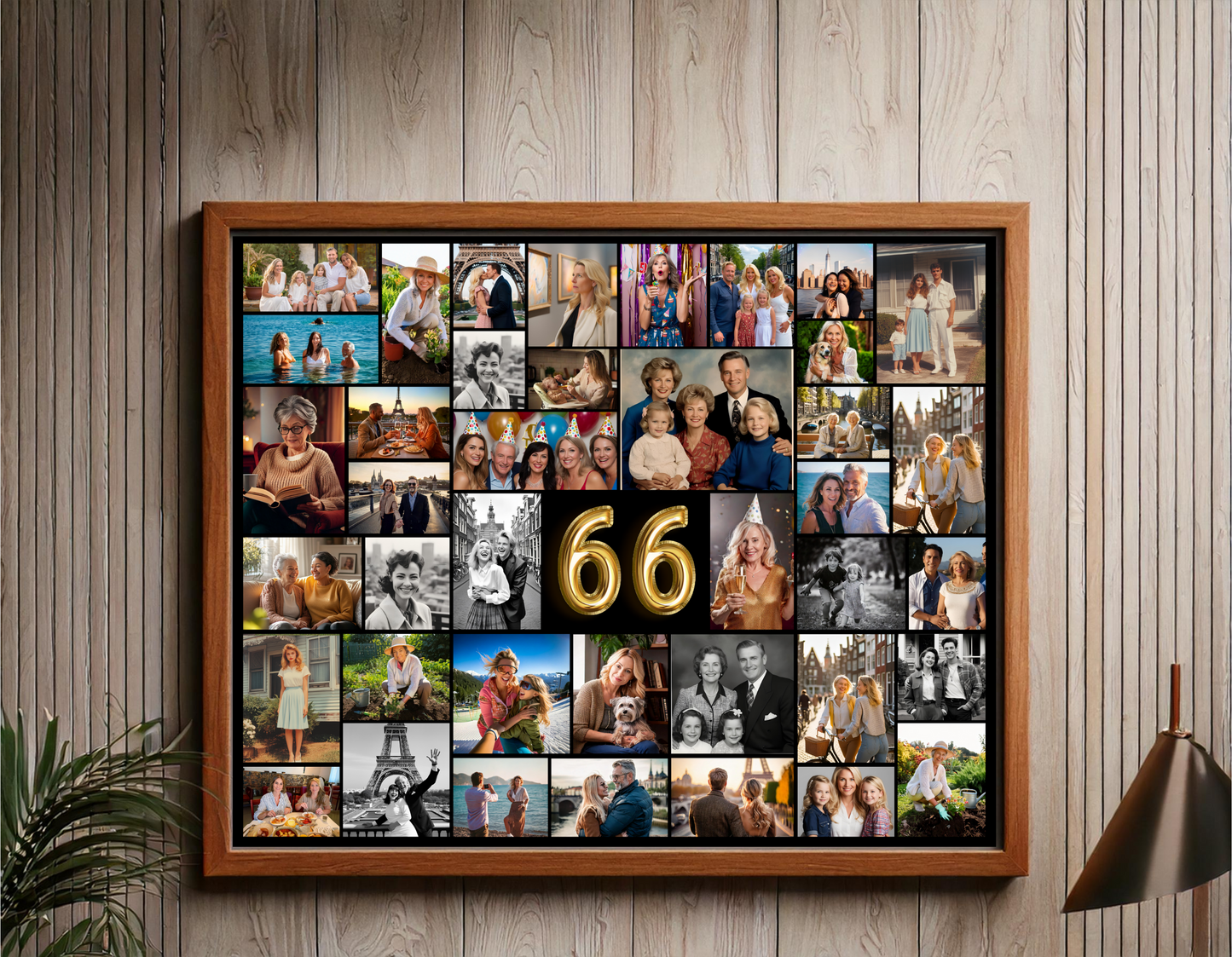 Editable 66th Birthday Photo Collage Canva Template PC0173