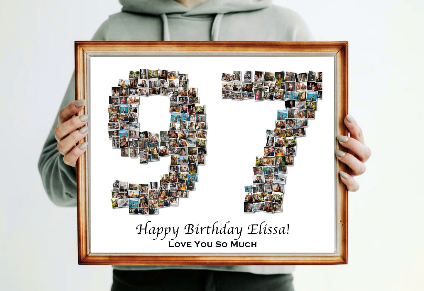 Custom 97th Birthday Gift - Number Photo Collage