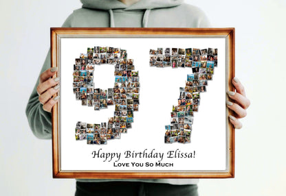 Custom 97th Birthday Gift - Number Photo Collage