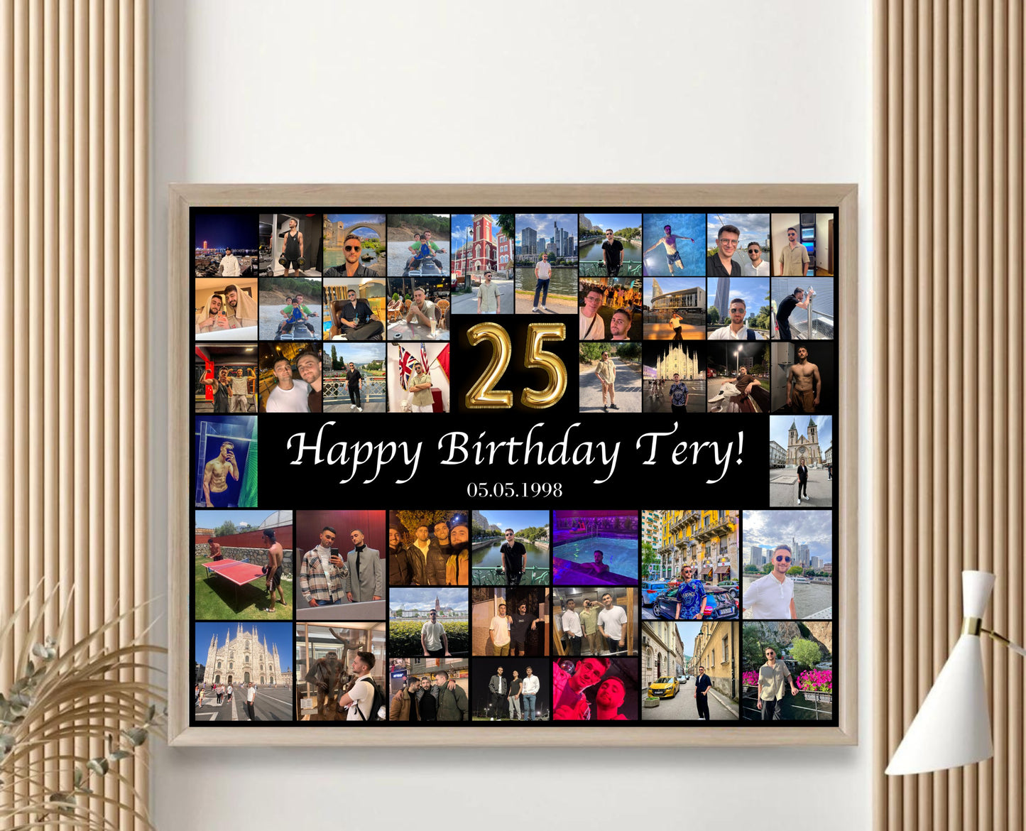 Editable 25th Birthday Photo Collage Canva Template PC0182
