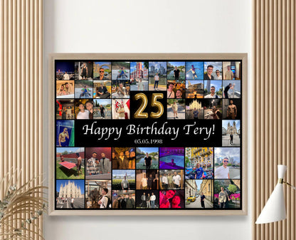 Editable 25th Birthday Photo Collage Canva Template PC0182