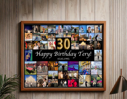 Editable 30th Birthday Photo Collage Canva Template PC0192