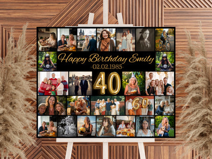 Editable 40th Birthday Photo Collage Canva Template