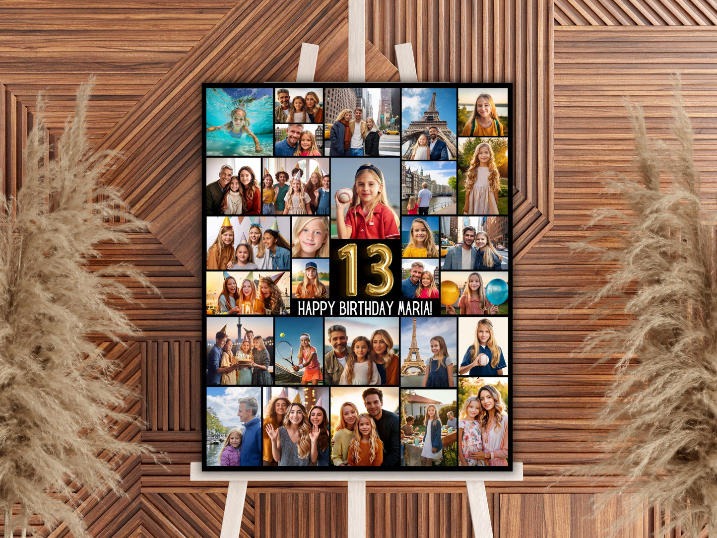Editable 13th Birthday Photo Collage Canva Template PC0171