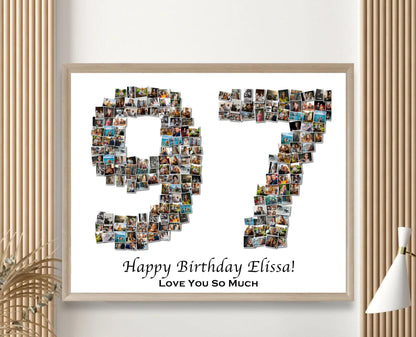 Custom 97th Birthday Gift - Number Photo Collage