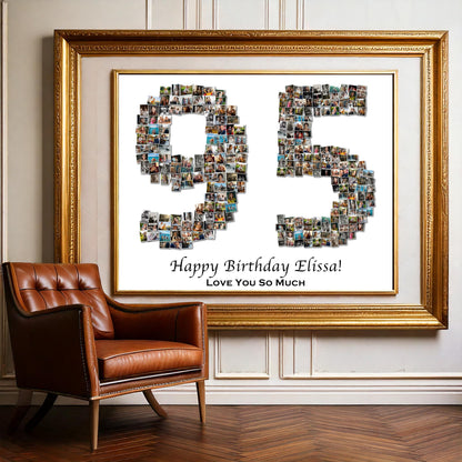 Custom 95th Birthday Gift - Number Photo Collage