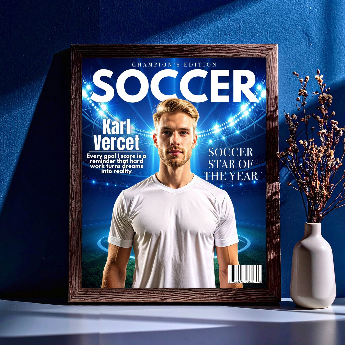 Personalized Soccer Magazine Cover | Custom Sports Poster with Photo & Name | Gift for Athletes, Fans | Soccer Player Gift, Printable