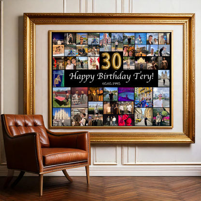 Editable 30th Birthday Photo Collage Canva Template PC0192