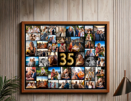 Editable 35th Birthday Photo Collage Canva Template PC0183