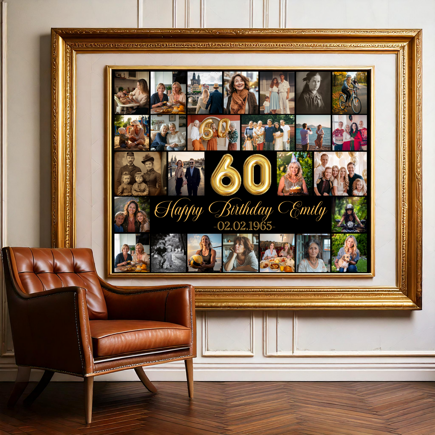 60th Editable Birthday Photo Collage Template | Personalized Photo Montage Board | Celebration Poster | Memory Keepsake PC0350
