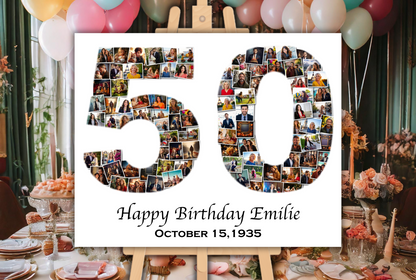 50th Birthday Photo Collage - Any Number (1-100) Photo Collage - Printable Digital File