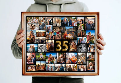 Editable 35th Birthday Photo Collage Canva Template PC0183