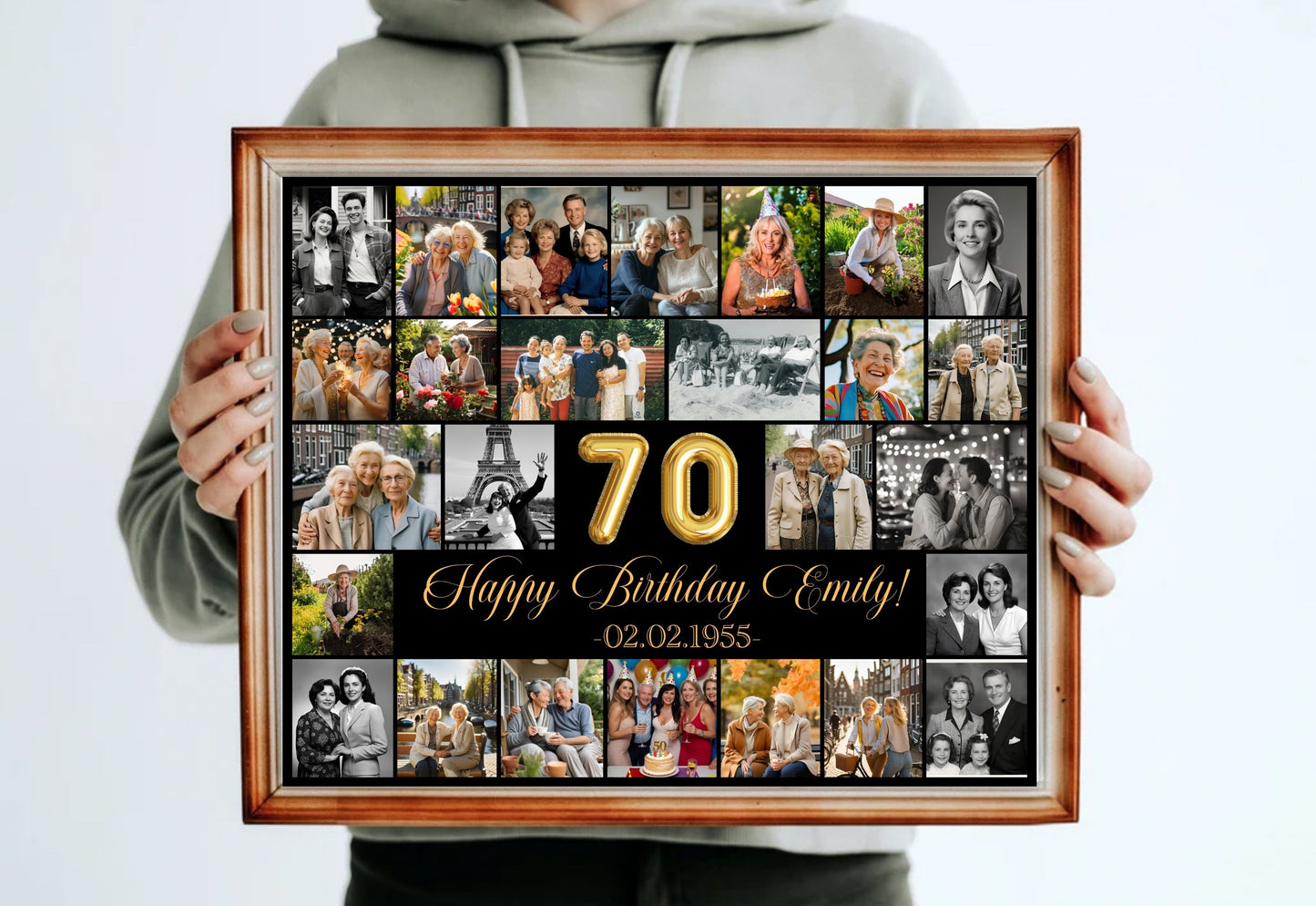Editable 70th Birthday Photo Collage - Canva Template