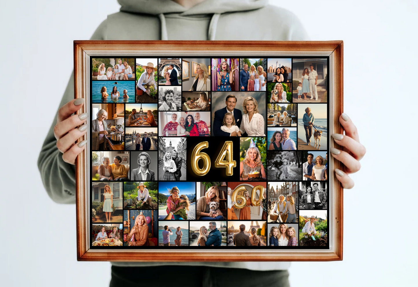 Editable 64th Birthday Photo Collage Canva Template PC0146