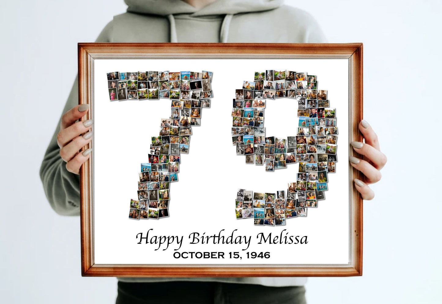 Custom 79th Birthday Gift - Number Photo Collage