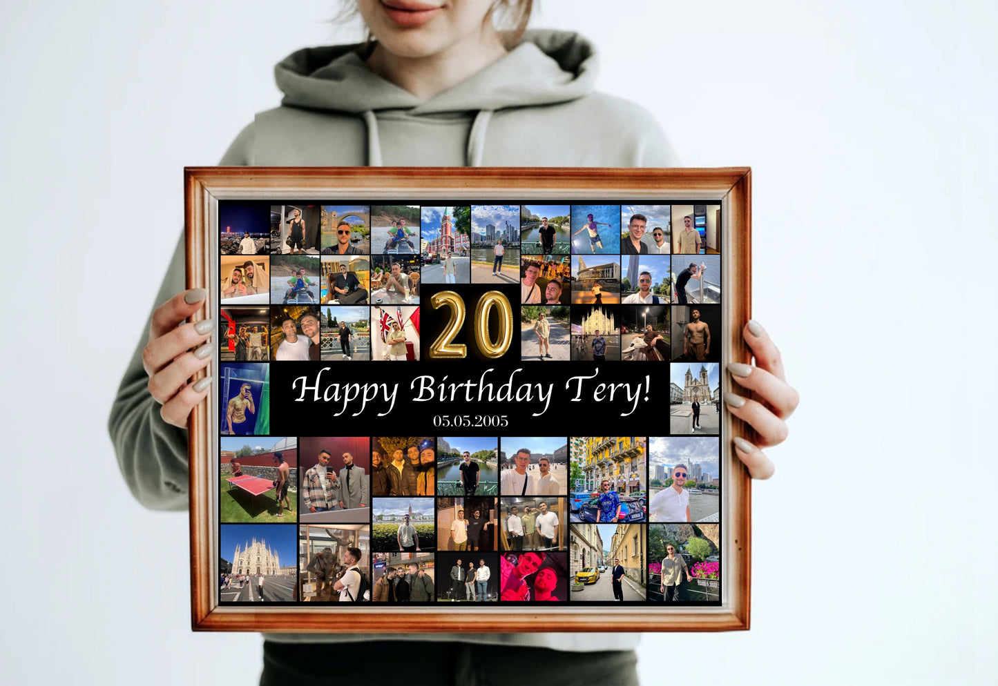 Editable 20th Birthday Photo Collage Canva Template PC0161