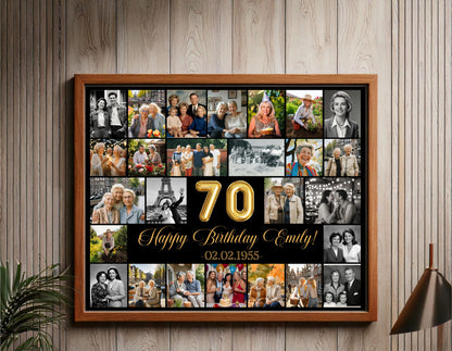 Editable 70th Birthday Photo Collage - Canva Template