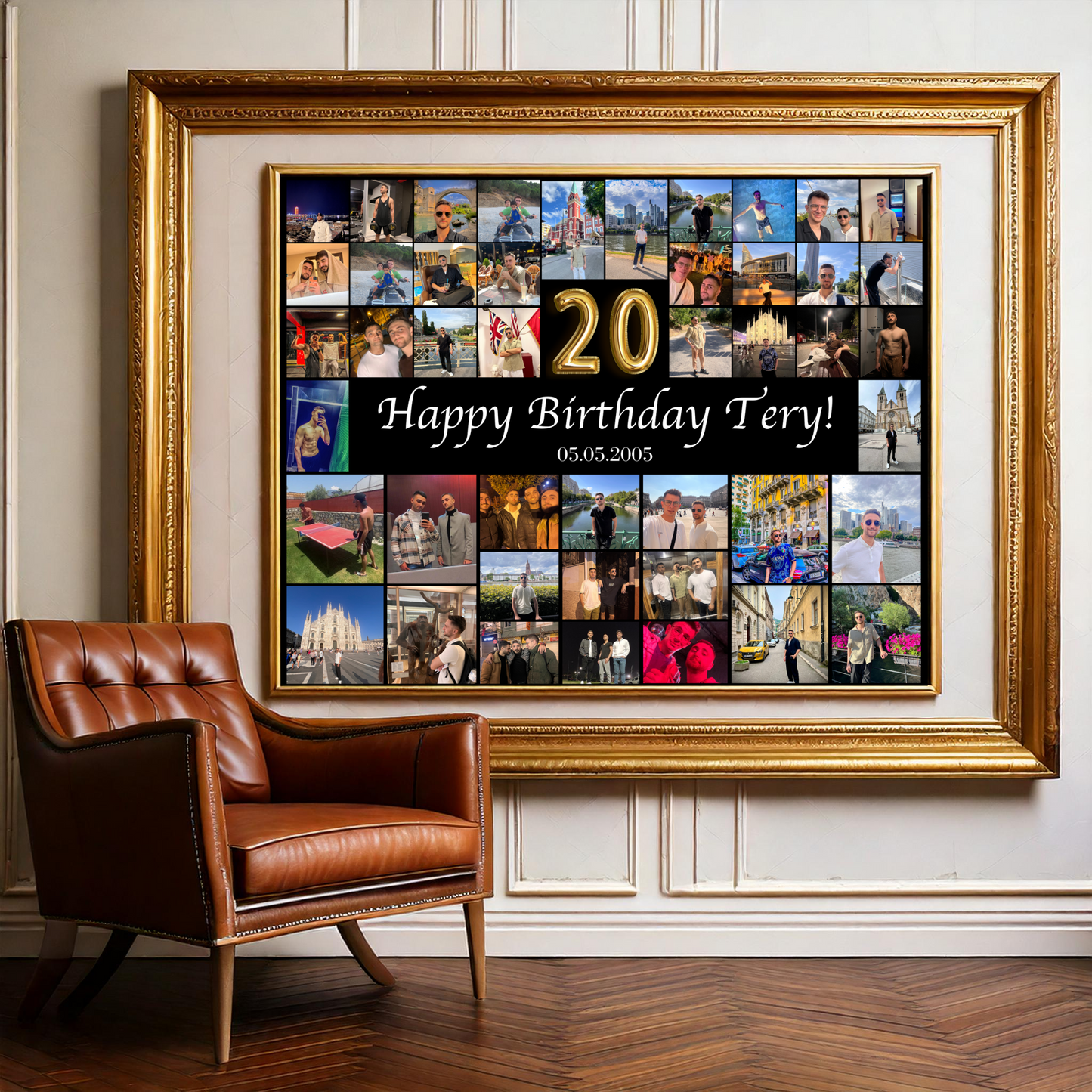 Editable 20th Birthday Photo Collage Canva Template PC0161