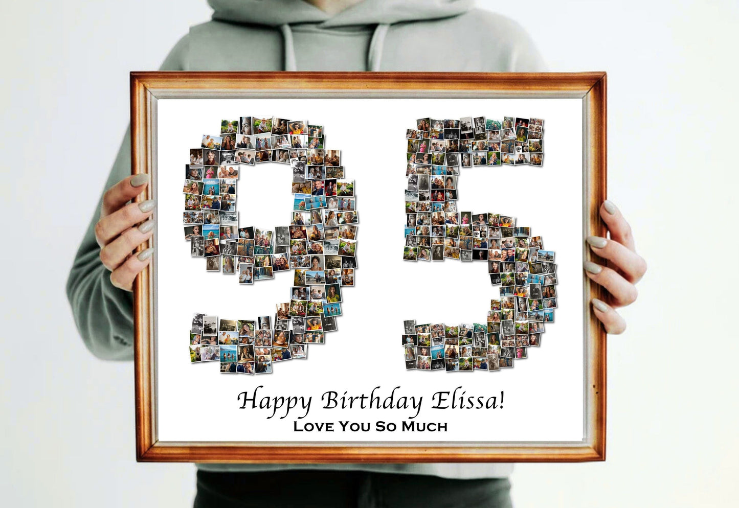 Custom 95th Birthday Gift - Number Photo Collage