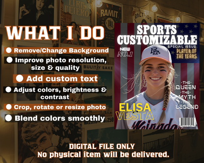 Personalized Sports Magazine Cover Poster – Player of the Year, Perfect Personalized Digital Gift,PRINTABLE