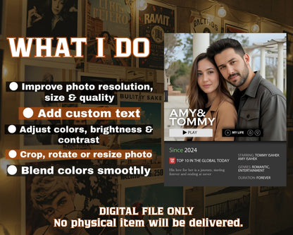 Personalized Love Story Movie Poster: Custom Couple Gift (Digital Printable)